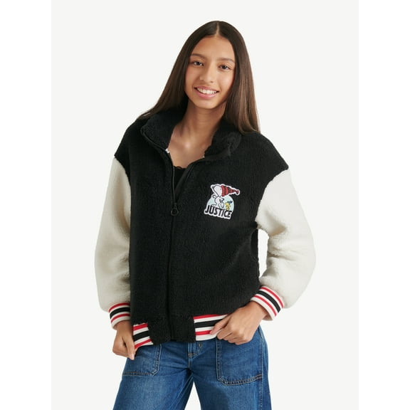 Justice x Snoopy Girls Sherpa Jacket, Sizes XS - XLP