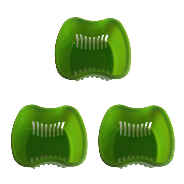 Monstrate Caja de baño para dentaduras Protector bucal de plástico Soporte para artificiales Práctico diario Estuche para postizos Fruta verde Type1 NO1