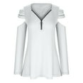 thumbnail image 4 of Lilgiuy Women Casual Long Sleeve V-Neck Zipper Hollow Out T-Shirt Blouse Tops Clearance, 4 of 4