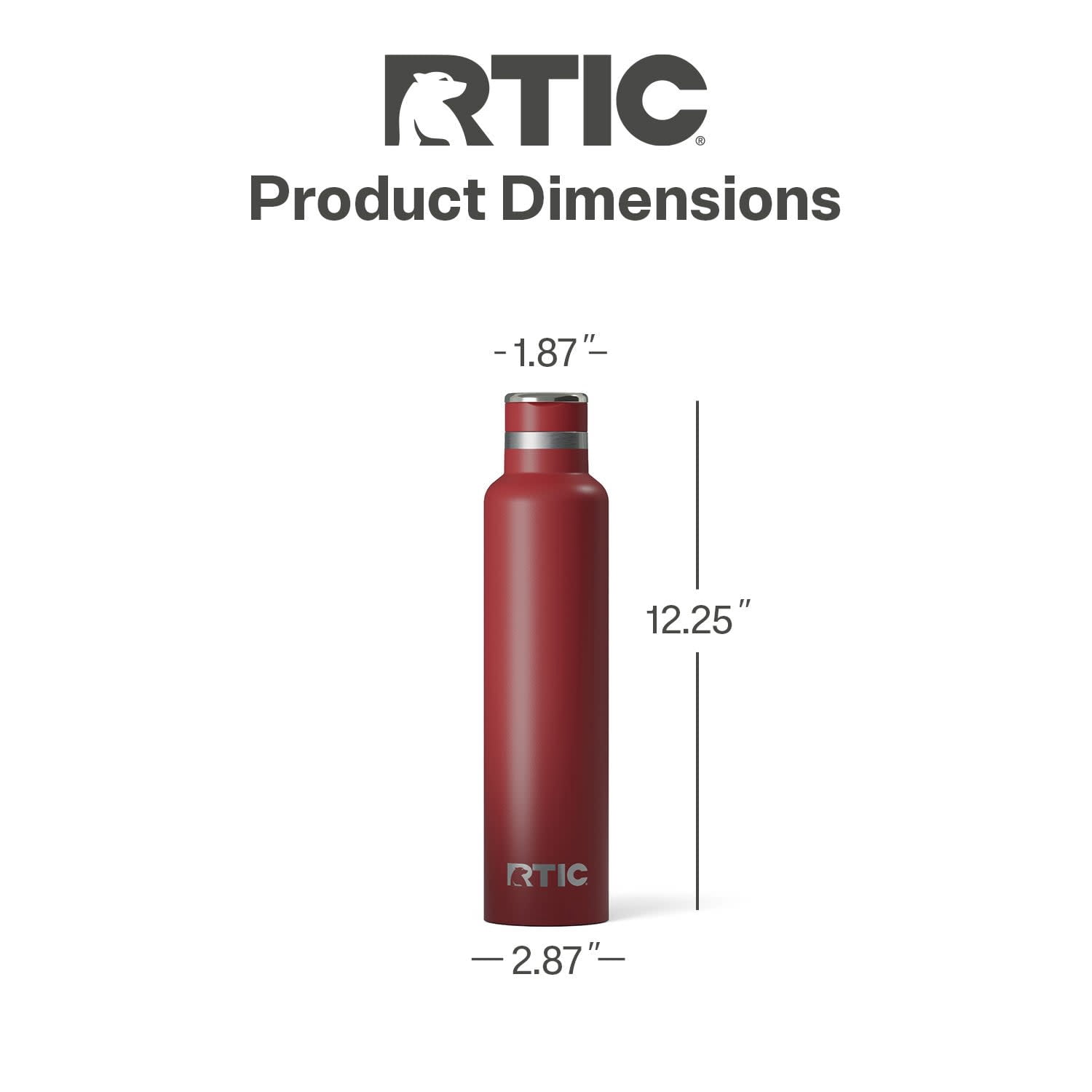 RTIC 26 oz Ceramic Lined Insulated Journey Water Bottle, Leak-Proof Lid, Black Cherry
