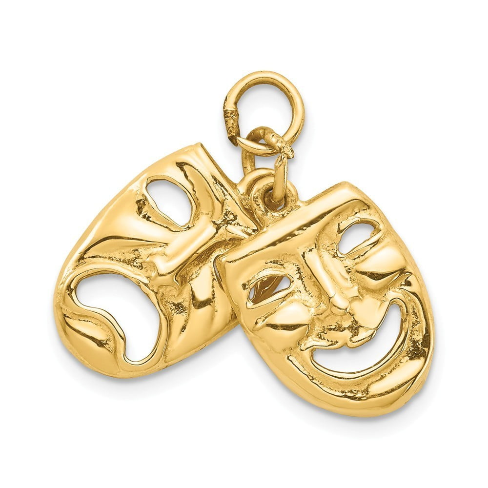 14K White Gold Solid Comedy//Tragedy Charm
