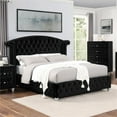 thumbnail image 5 of Furniture of America Gijit Glam Fabric Wingback Tufted King Bed in Black, 5 of 6
