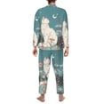 thumbnail image 5 of Mens Pajamas Set - Celestial Cat And Flowers Comfy Long Sleeve Button Up Pajama Sets for Men 2 Piece, Soft Sleepwear Nightwear Pjs Lounge Sets for Men with Pockets, 5 of 5