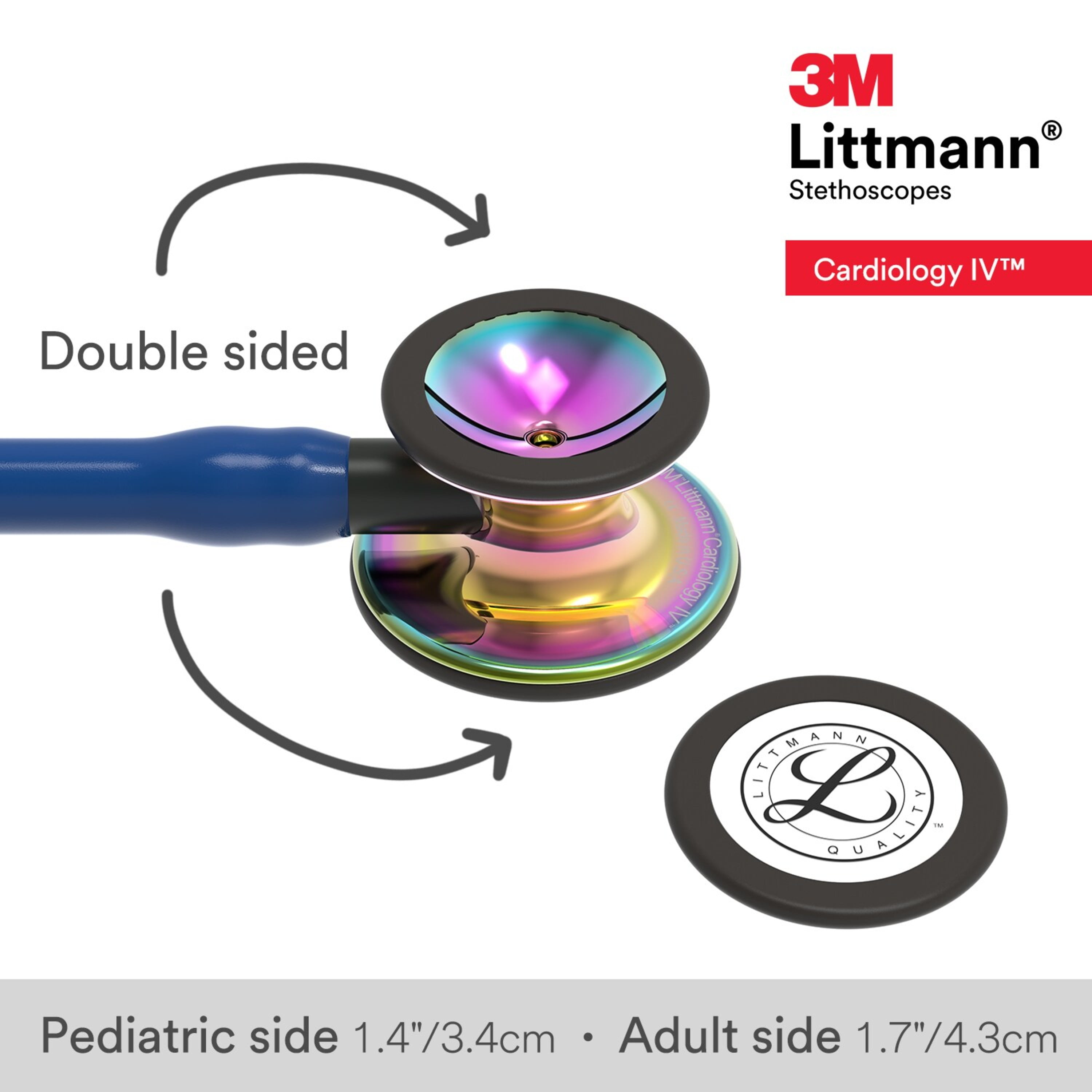 (2 pack) 3M Littmann Cardiology IV Diagnostic Stethoscope, Stainless Steel High Polish Rainbow-Finish Chestpiece, 27" Navy Blue Tube, Black Stem and Headset