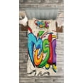 thumbnail image 2 of Ambesonne Retro Quilted Bedspread Set 2 Pcs, Music Graffiti Hip Hop, Twin Size, Multicolor, 2 of 2