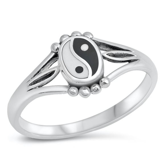 CHOOSE YOUR COLOR Yin Yang Cutout Ring .925 Sterling Silver Thumb Band Jewelry Female Male Size 9