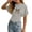 Grey, variant on Girls Tops Short Sleeve Ruched Sides Slim Fit Bow Cheery Graphic Tees Cute Summer Shirts Y2k Clothes Streetwear