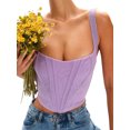 thumbnail image 3 of Qmyliery Women's Sleeveless Bustier Crop Tops, Sexy Square Neck Solid Color Boned Strap Corset, 3 of 5