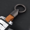 thumbnail image 2 of Llavero de piel de vaca esmerilada con colgante de metal para coche, llavero de cuero de color liso, 2 of 6