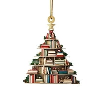 Tarmeek 4 Inch Christmas Book Tree Ornament, Acrylic Hanging Christmas Tree Shape Bookshelf Pendant for Christmas Tree New Year Party Window Home Garden Wedding Decoration