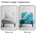 thumbnail image 6 of HELLHERO Blue-green Marble Pattern Elastic Bottom Stretch Elastic Bottom Armless Accent Chair Protector Non Slip Armless Accent Chair Cover for Armless Chair, 6 of 8