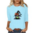 thumbnail image 2 of Xihbxyly Hauts pour Femmes Mode Décontractée T-shirt Imprimé Mi-Longueur Manches 3/4 Blouse Col Rond Hauts Décontractés Liquidation Économies Chemises Manches 3/4, 2 of 4