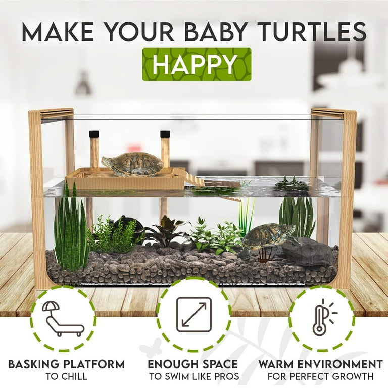 Turtle Aquarium Kit New Aquatic Tank with Filter, Light