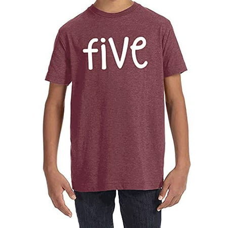 

7 ate 9 Apparel Unisex Kids Five Birthday Shirt for Boys 5 Birthday Shirth Bday Fifth Shirts Burgundy Shirt
