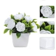 thumbnail image 4 of Arreglo de mini rosas artificiales en maceta cuadrada blanca | Decoración de escritorio con flores artificiales para el hogar y la oficina | Plantas florales de seda realistas con follaje, 4 of 7