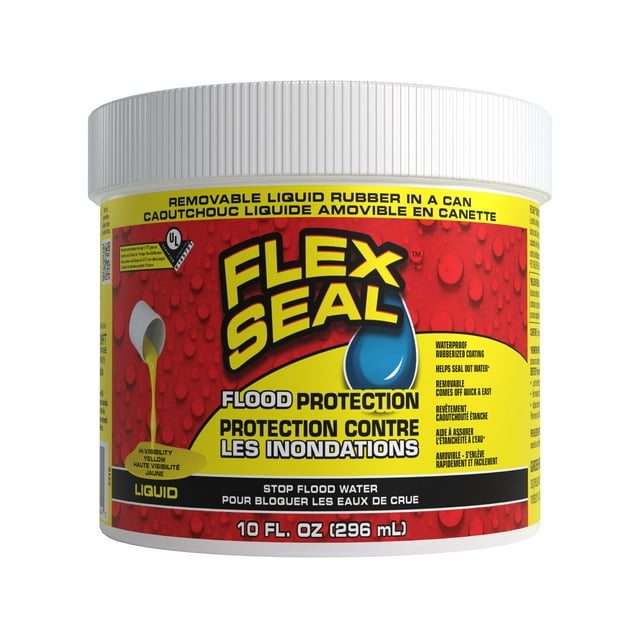 Flex Seal Liquid Flood Protection, Removable Liquid Rubber in a Can, 10 oz