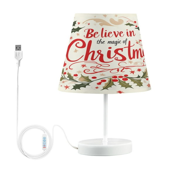 BZSMCE Table Lamp Creative Red Merry Christmas Elegant Wreath Simple Pattern Night Light
