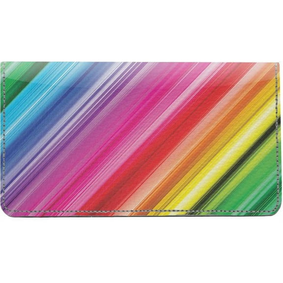 Crazy Rainbows Designer Checkbook Cover, Credit Card Slots & Pen Loop