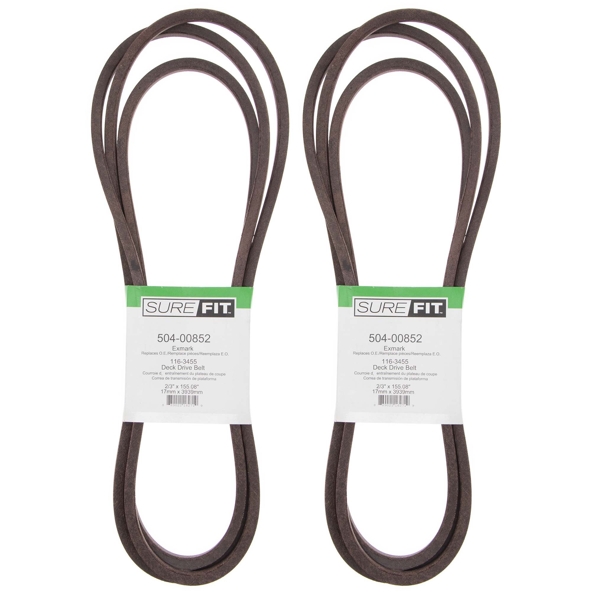 SureFit Deck Drive Belts Replacement for Exmark 1163455 48" Pioneer 52" Quest ZeroTurn Lawn