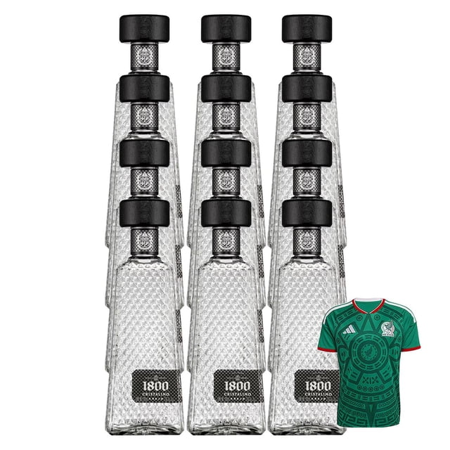 12 Tequila 1800 Añejo Cristalino 700 ml + Jersey Verde