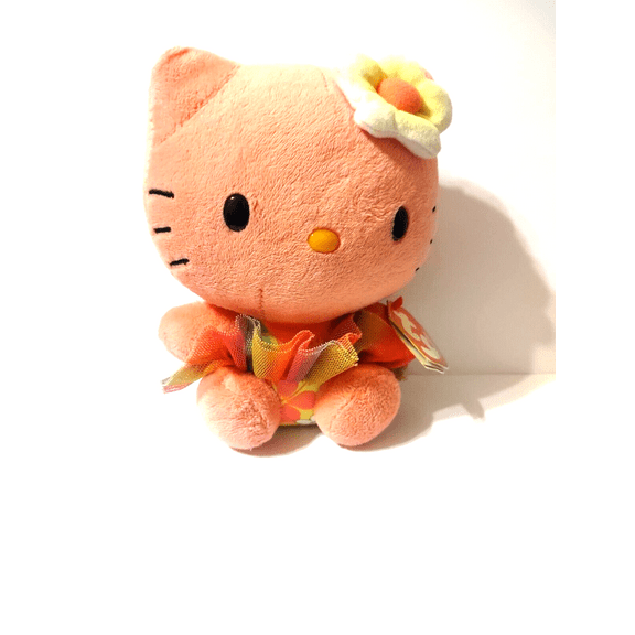 Ty Beanie Babies - Sanrio Hello Kitty Hawaiian Tropical Pink Flower Tutu 6” Plush (BONUS ONE RANDOM TY ERASER)