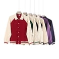 thumbnail image 2 of Heavyweight 380g color-blocked lapel baseball jacket, unisex, autumn/winter preppy style, loose casual button-down cardigan., 2 of 4
