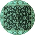 thumbnail image 1 of Ahgly Company Indoor Round Oriental Turquoise Blue Industrial Area Rugs, 7' Round, 1 of 4
