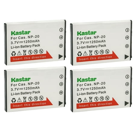 Kastar 4-Pack Battery CNP-20 Replacement for Casio Exilim EX-Z60 Exilim EX-Z65 Exilim EX-Z70 Exilim EX-Z75 Exilim EX-Z77 Exilim EX-M1 Exilim EX-M2 Exilim EX-M20 Camera