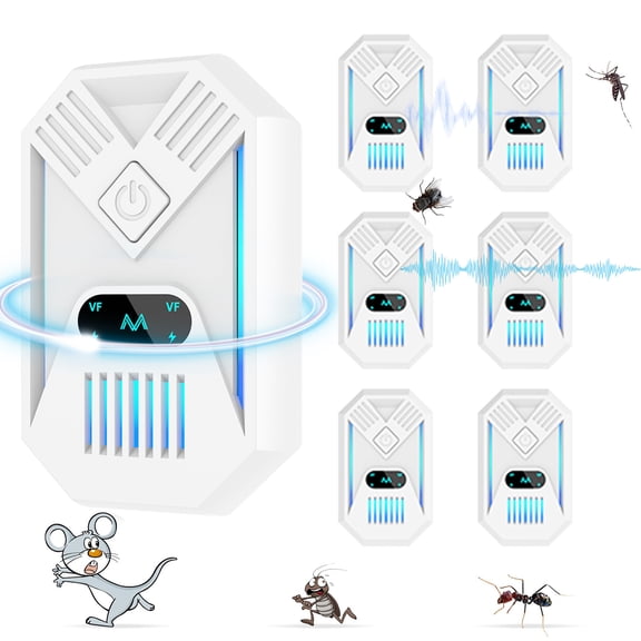 Ultrasonic Pest Repeler, 6 Pack Plug-in Mouse Repelent, Indoor Electronic Pest Control for Mosquitos, Mouse, Mice, Spiders, Roaches, Flies, Wasps, Fleas