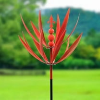 Homneer 1PC Unique Metal Wind Spinners, 11.8 inch Premium 3D Wind-Powered Kinetic Sculpture, Garden Windmill, Garden Art Outdoor Decor (Red)