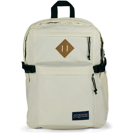 JanSport Main Campus FX Backpack - School, Travel, or Work Bookbag w 15-Inch Laptop Pack with Leather Trims,  JS0A4QUL7S1, Coconut