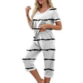 thumbnail image 4 of Puntoco Conjuntos de camisa y pantalones de manga corta con cuello en V y estampado para mujer, pijamas con bolsillos Puntoco Puntoco-2193, 4 of 7