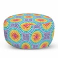 thumbnail image 1 of Geometric Pouf Cover with Zipper, Rainbow Colors of Repeating Concentric Circles in Dot Art Style Illustration, Soft Decorative Fabric Unstuffed Case, 30" W X 17.3" L, Multicolor, by Ambesonne, 1 of 5