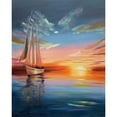 thumbnail image 1 of Cuadros Decorativos Kit de pintura al óleo por números de puesta de sol de mar imagen de dibujo DIY para adultos decoración del hogar JShteea Nuevos Originales, 1 of 8