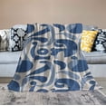 thumbnail image 2 of RUIYC Woven Cotton Blend Printed Sheet with Abstract Design and Fringe, Blue and Beige Throw Blanket, 2 of 6