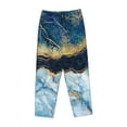 thumbnail image 4 of Disketp Blue Marble Print Women'S Comfy Pajama Pants Casual Drawstring Palazzo Lounge Wide Leg Pants, 4 of 9