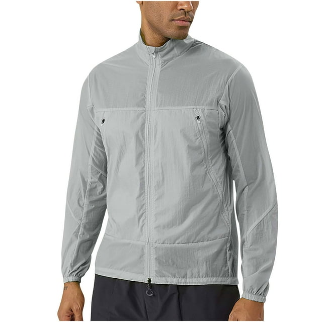 Dvprdro Fall Winter Jackets Men's Solid Color Outdoor Climb Sport Run Pocket Zipper Long Sleeved Jackets