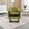 thumbnail image 3 of Mid Century Accent Chair with Ottoman, Upholstered Round Arms Chair with Curved Backrest and Footrest, Comfy Lounge Chair for Living Room, Bedroom, Reading Room, 3 of 7