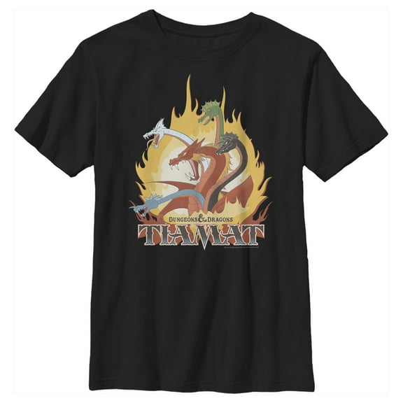 Boy's Dungeons & Dragons Tiamat Dragon Cartoon  Graphic Tee Black X Large