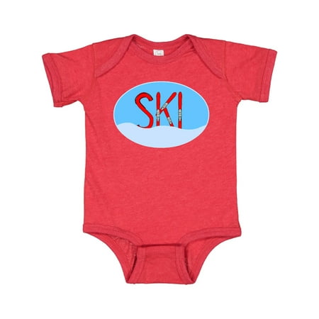 

Inktastic Ski Red Skis And Snow In An Oval Gift Baby Boy or Baby Girl Bodysuit