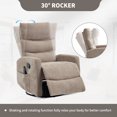 thumbnail image 3 of Leumius Swivel Recliner Chair,360° Glider Rocking Chair with Massage and Heating,Soft Chenille Small Manual Recliner for Nursery Home Theater,Khaki(Chenille), 3 of 7
