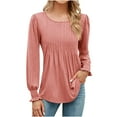 thumbnail image 1 of CEHVOM Mode Femme Solide Décontracté Manches Bouffantes Col Rond Manches Longues Liquidation, 1 of 4