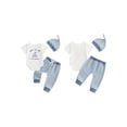 thumbnail image 2 of BemeyourBBs Newborn Baby Boy Hospital Coming Home Outfit Baby Boy Summer Clothes Sailboat Letter Embroidered Short Sleeve Romper Striped Pants and Hat 3 Piece Set, 2 of 9