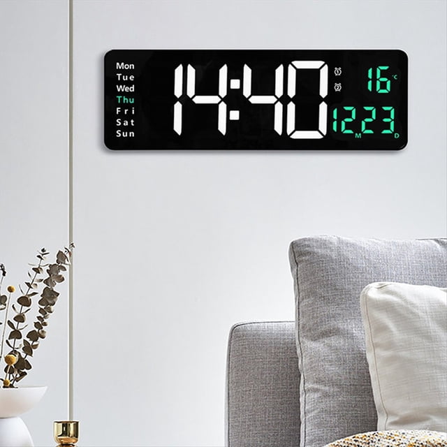 Reloj de Pared Digital Grande Control Remoto Temperatura Fecha Semana Visualización Apagado Memoria Reloj de Mesa Alarmas Duales Montadas en la Pared
