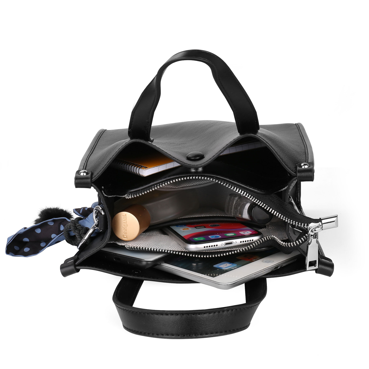 Genuine Leather Black Tote Bag - Stylish Satchel - Walmart.com