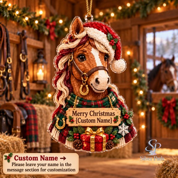 Personalized Horse Acrylic Ornament, Christmas Gift