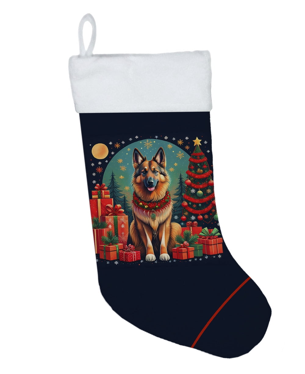 Belgian Tervuren Christmas Christmas Stocking 13.5 in x 18 in