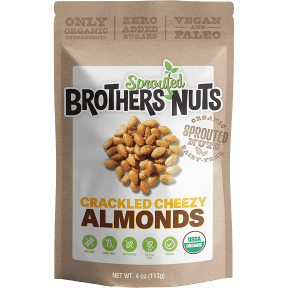 Brothers Nuts Crackled Cheezy Organic Sprouted Almonds - Keto, Vegan, Gluten-Free - 4 oz
