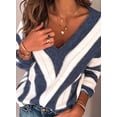 thumbnail image 2 of Womens V Neck Long Sleeve Ripped Distressed Pullover Knitted Sweater S-2XL, 2 of 5