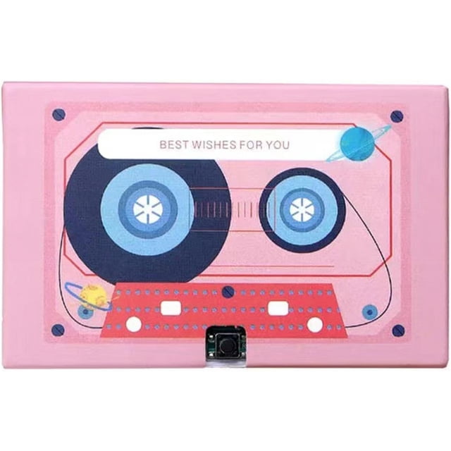 Voice Recording Cassette Tape Gift Card 60 Seconds Customizable Sound Message Recorder for Couples Pink